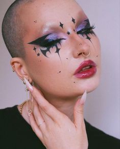 Metal Concert Makeup, Space Goth, Artsy Makeup, Face Art Makeup, Rave Makeup, Edgy Makeup