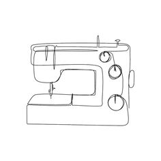 a black and white drawing of a sewing machine