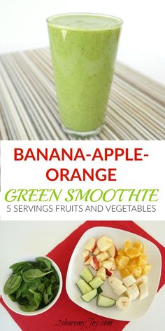 banana - apple orange green smoothie with 5 servings fruits and veggies