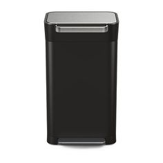 a black trash can on a white background