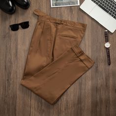 Men Linen Pants with Pleats, Spring Summer Breathable Cotton Linen Pants, Casual Cotton Linen Trousers, Rolled Hem Gurkha Linen Pants ★PRODUCT DETAILS★ MATERIAL:  Made of Linen 70% , Cotton 30%, the fabric is lightweight, soft and breathable, comfortable and durable.. For more great deals and discounts, please visit my store https://www.etsy.com/shop/XiaoWuweekShop?ref=seller-platform-mcnav ★Note★ ★★Washing advice Hand wash or gentle express machine wash in water temperature below 30 degrees. For machine washing, please use a laundry bag of the right size. Use neutral washing liquid, wash dark and light colors separately. Do not use detergents with detergent and bleaching function! Do not wring, do not expose to sunlight, lay flat to dry. Steam ironing is recommended. - Please contact me i Brown Tapered Leg Business Casual Bottoms, Brown Tapered Leg Bottoms For Business Casual, Fitted Khaki Work Pants With Belt Loops, Khaki Tapered Leg Dress Pants With Pockets, Brown Slim Fit Pants For Work, Khaki Tapered Leg Dress Pants With Welt Pockets, Khaki Dress Pants With Tapered Leg And Pockets, Fitted Brown Work Pants With Pockets, Solid Tapered Leg Work Pants With Belt Loops