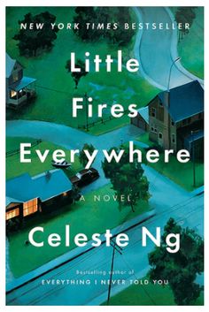 the cover of little fires everywhere by celesie ng, with an aerial view of houses and roads