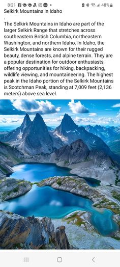 an image of the mountains and lakes that are featured in this post - text message