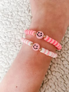 Cute and affordable preppy bracelets that match anything! Playful Pink Beaded Bracelets For Friendship, Preppy Accessories, Clay Bead Bracelets