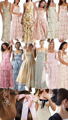 many different types of dresses are shown in this collage with the same color and pattern