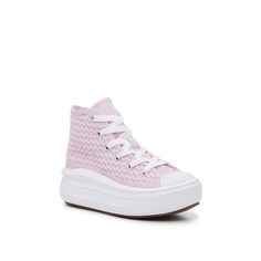 Converse-Chuck Taylor All-Star Move Crochet High-Top Sneaker - Women's Elevate your kiddo's schoolyard style in the Chuck Taylor All-Star Move crochet sneaker from Converse. The sporty silhouette is now crafted with a foam platform for a trend-forward look. Complete with a woven design along the upper for a fashionable addition to their casual closet. Not sure which size to order? Click here to check out our Kids’ Measuring Guide! For more helpful tips and sizing FAQs, click here . Chuck Taylor All Star Move, School Yard, Woven Design, Converse Chuck Taylor All Star, Chuck Taylor All Star, Converse Chuck, Helpful Tips, Our Kids, Chuck Taylor