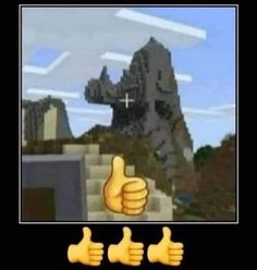 the thumbs up sign is in front of an image