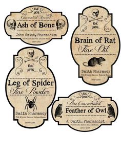 four labels for different types of soaps