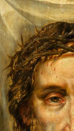 the face of jesus with crown of thorns on his head