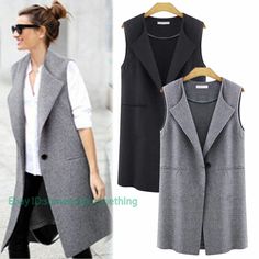 Women Sleeveless Longline Waistcoat Jacket Trench Cardigan Blazer Coats Solid   Color:Black  Grey Size:S-5XL Material:Polyester         Payment 1. Payment must be made within 7 days of auction closing (Unpaid dispute will automatically open when item is not paid in 7 days). 2. PLEASE NOTE: SHIPPING&HANDING DOES NOT INCLUDE DUTIES, LOCATL TAXES OR ANY OTHER IMPORTATION FEES. 3. Please list your special requests (color, packages, value of declaration, etc.) in the EBAY NOTES SECTION when you make Fall Sleeveless Single-breasted Blazer, Fall Sleeveless Single Breasted Blazer, Fall Single Breasted Sleeveless Blazer, Lapel Collar Vest For Office In Fall, Classic Vest With Lapel Collar For Fall, Sleeveless Buttoned Outerwear For Fall, Fall Lapel Collar Vest For Workwear, Sleeveless Buttoned Fall Outerwear, Sleeveless Fall Outerwear With Buttons