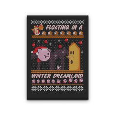 a black christmas card with an elephant and snowflakes