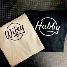 Set Of 2 Shirts -New 1 Wifey White Shirt L 1 Hubby Black Shirt L Desgns Made With Cricut Need A Different Size Ask Me Boyfriend And Girlfriend Shirts, Wife Shirts, Handmade Tops, Wifey Sweatshirt, Girlfriend Shirts, Cute Shirt Designs, Wolf T Shirt, Graphic Tee Shirts, Cute Shirts