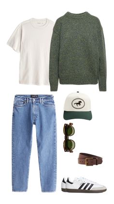 Easy Mens Outfits, Cozy Winter Outfits Men, Men Capsule Wardrobe 2023 Fall, Outfit Collage Men, Mens Capsule Wardrobe 2023, Boyfriend Outfit Men Aesthetic, Dad Outfits Casual For Men, 90s Dad Outfit, Cool Guy Outfits