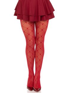 Valentina Heart Net Tights, Pantyhose, Fishnets | Leg Avenue Cast A Love Spell, Red Fishnets, Net Tights, Love Struck, Red Tights, Stockings Lingerie, Love Spell, Leg Avenue