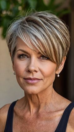 Elegant Short Hairstyles for Women Over 50 for Short Hairstyles for Women Over 50: Edgy Shag 🦋 Longer Pixie Haircut Fine Hair, Gray Pixie Haircut Over 50, Elegant Short Hairstyles, Pixie Haircut Fine Hair, Best Short Hairstyles, Beauty Tips Hair, Long To Short Hair, Super Short Hair, Hair Cut Ideas