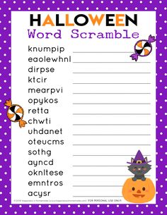 Halloween Crossword, Halloween Games Activities, Homeschool Adventures, Class Mom, Unscramble Words, School Festival, Club Activities