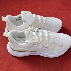 Women’s Puma Sneakers, They’re In New Condition With Tags. White Puma Lace-up Running Shoes, White Lace-up Running Shoes With Puma Logo, Casual Running Shoes With White Laces For Sports, Casual White Puma Running Shoes, White Puma Running Shoes With Logo, White Puma Running Shoes For Jogging, Pumas Shoes Women, Puma Shoes Women Sneakers, Puma Shoes Women