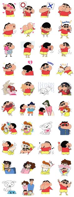 an image of cartoon characters with different expressions on their faces and body parts, including the head