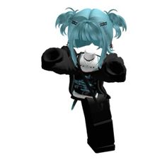 an anime character with blue hair and black clothes