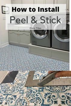 how to install peel and stick floor tiles in the kitchen or laundry room with instructions