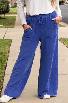 $10.05 Sky Blue Corded Drawstring High Waist Pocket Plus Size Wide Leg Pants Wholesale Plus Size Wide Leg Pants, Plus Size Wide Leg, Plus Size Fits, Plus Size Maxi, Leg Design