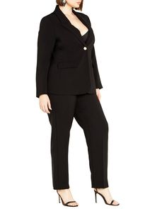 Elevate any outfit instantly—whether it be an eye-catching fit-n-flare dress or a jeans-and-tee combo—by adding this classic blazer. Give your workwear wardrobe a boost with this plus size blazer City Chic Kara Jacket | Black | Tops | Materials & Care Instructions: ['95% Polyester, 5% Elastane', 'Machine wash'] Workwear Wardrobe, Plus Size Jacket, Plus Size Blazer, Classic Blazer, Stylish Plus, Black Suit, Black Suits, Fit N Flare Dress, City Chic