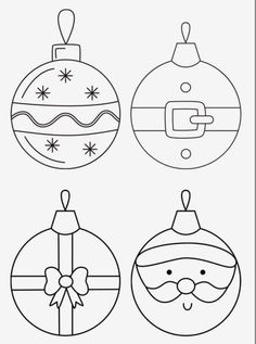 christmas ornaments coloring pages with santa claus and other holiday decorations in the shape of baubs