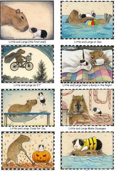 four different pictures with animals in them