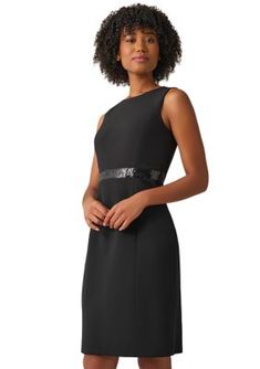 Effortlessly chic, this sheath dress from Kasper takes you stylishly from meetings to martinis. | Kasper Women's Sheath Dress with Trim, Black, 16 Womens Sheath Dress, Sheath Dress, Trim, Black