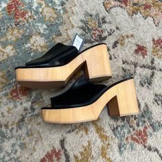 Brand New With Tags Women’s Heeled Sandals. Clog Type Wedge. Originally Bought For $35. Tan Mules, Brown Mules, Black Mule, Brown Clogs, Black Clogs, Heeled Mule, Black Mules, Clog Heels, Clog Sandals