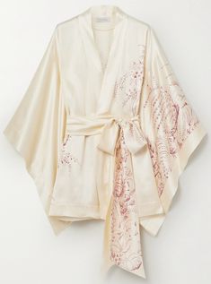 Silk Robe Pattern, Sleepwear Ideas, Kimono Ideas, Carine Gilson, Loungewear Outfits, Waist Sash, Sleep Wear, Women's Robe, Silk Robe