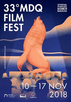 a poster for the 33rd mdq film festival, with an image of a bear