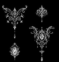 Victorian Jewelry Tattoo, Gothic Cathedral Tattoo, Dark Ornamental Tattoo, Ornate Tattoo, Black Lace Tattoo, Baroque Tattoo, Lace Tattoo Design, Lace Tattoo, Textile Prints Design