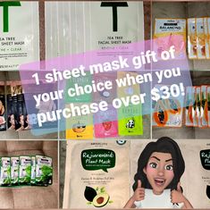 You'll Get To Choose A Sheet Mask When You Make A Purchase Of Over $30 From My Closet (While Supplies Last) Facial Sheet Mask, Skin Care Mask, Sheet Mask, Skin Care Women, Dull Skin, Tea Tree, My Closet, Limited Time, Anti Aging