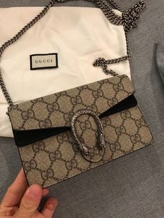 GUCCI Dionysus GG Supreme Super Mini shoulder bag Mini Chain Bag, Womens Handbags, Bag Collection, Clutch Pouch, Cute Purses, Chic Handbags, Mini Shoulder Bag, Brown Bags