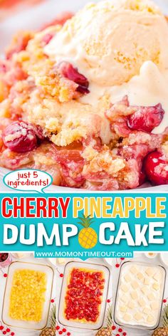 this cherry pineapple dump cake is made with just 3 ingredients and it's ready to be eaten