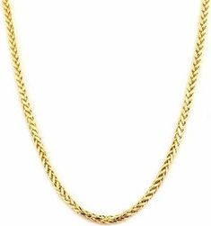 Mr. Bling 10K Yellow Gold Wheat, Palm Chain Necklace with Lobster Lock Ball Chain