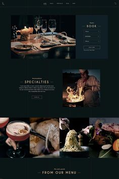 the website is designed to look like an elegant restaurant