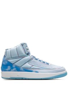 blue/white panelled design cloud print round toe front lace-up fastening ankle-length rubber sole signature Air cushioning These styles are supplied by a premium sneaker marketplace. Stocking only the most sought-after footwear, they source and curate some of the most hard to find sneakers from around the world. Air Jordan 2, Jordan Sneaker, Cloud Print, Buy Jordans, Jordan 2, White Paneling, Sneakers Blue, Dc Sneaker, Panel Design