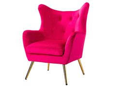 #color_fuchsia Velvet Wingback Chair, Wingback Accent Chair, Tufted Accent Chair, Velvet Accent Chair, Velvet Accents, Playroom Ideas, Accent Arm Chairs, Living Room Accents, Velvet Armchair