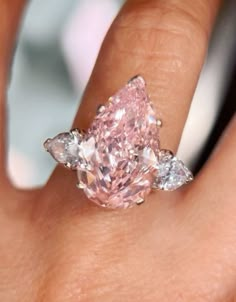 pink diamond Blush Diamond Ring, Big Pink Diamond Ring, Pink Pear Ring, Pink Pear Engagement Ring, Engagement Rings Pink Diamond, Pink Engagement Rings, Pink Wedding Ring, Latest Ring Designs, Pink Diamond Jewelry