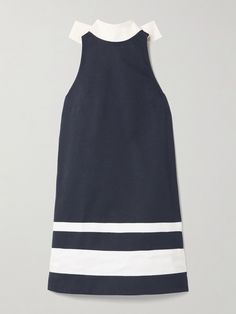 STAUD's 'Finn' mini dress has a distinct nautical feel. Made from a navy cotton-blend, it's contrasted by white faille stripes at the hem and has sizable ties to secure the high neckline. The floaty, shift silhouette recalls vintage styles. Embellished Midi Dress, Flat Dress Shoes, Womens Cocktail Dresses, Pink Midi Dress, Mini Cocktail Dress, Red Mini Dress, Mini Shift Dress, Embellished Dress, Everyday Wardrobe