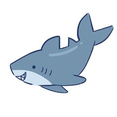 a cartoon shark with open mouth and sharp teeth on it's side, viewed from above