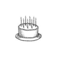 a drawing of a birthday cake with candles