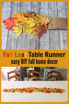 the fall leaf table runner is easy to make and it's great for decor