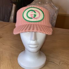 Authentic Pink Twill Knit Hat’ Size Large, Brand New, Comes With Dust Bag, Aka Colors Designer Visor Hats For Spring, Casual Gucci Cap, Casual Pink Knit Hat, Pink Knit Hat One Size, Pink Knitted Hat With Curved Brim, One-size Pink Knit Hat, One Size Pink Knit Hat, Gucci Wool Hat, Pink Knit Hat