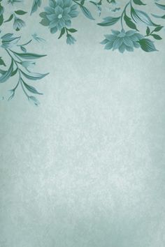 a blue and green background with flowers on it