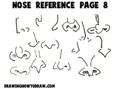 the words nose reference page 8 are drawn in black and white with an image of people's faces