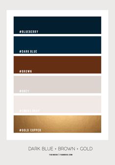 the color scheme for dark blue and brown is shown in this graphic style, which includes gold