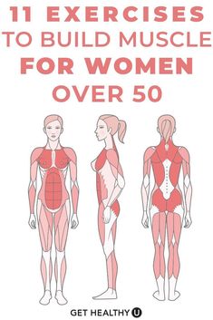 the front cover of an exercise manual for women over 50, with three different muscles